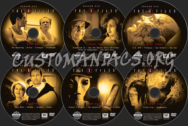 The X Files Season 6 dvd label