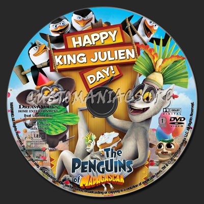 The Penguins Of Madagascar - Happy King Julien Day dvd label