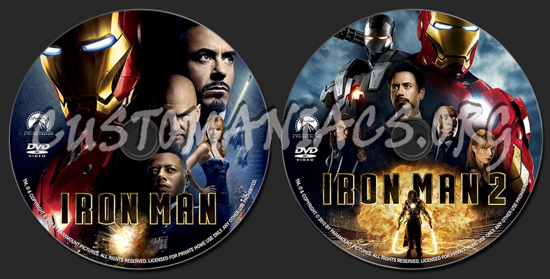 Iron Man 1-2 dvd label