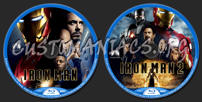 Iron Man 1 & 2 blu-ray label