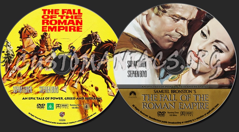 The Fall Of The Roman Empire dvd label