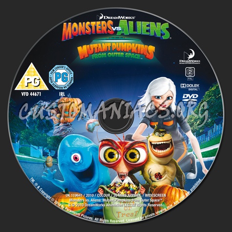 Monsters VS Aliens Mutant Pumpkins from Outer Space dvd label