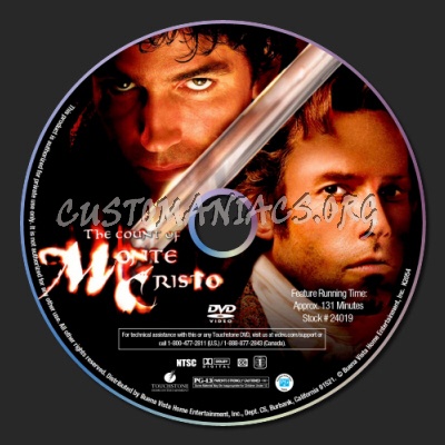 The Count of Monte Cristo dvd label