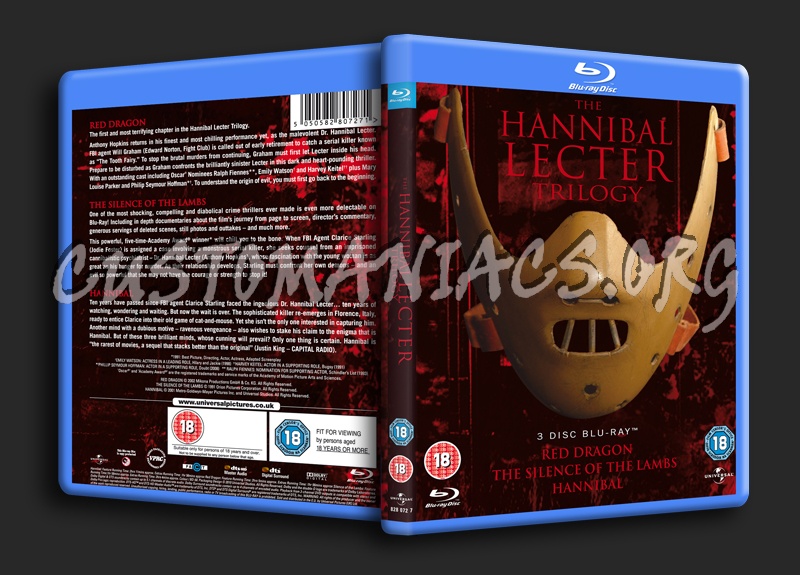 The Hannibal Lecter Trilogy: Red Dragon / The Silence of the Lambs / Hannibal blu-ray cover