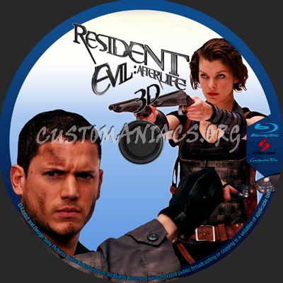 Resident Evil - Afterlife -3D blu-ray label