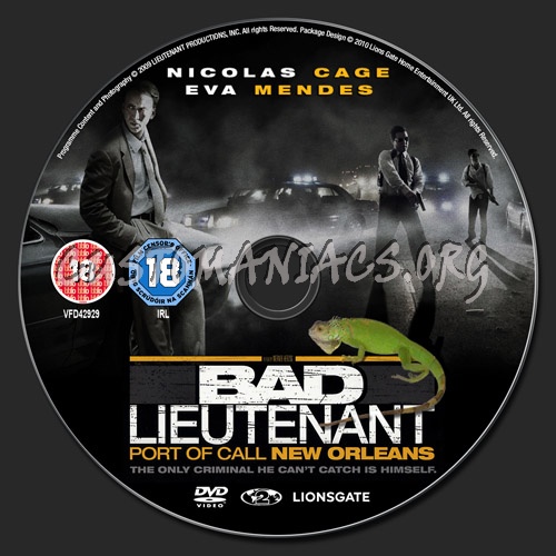 Bad Lieutenant: Port Of Call New Orleans dvd label