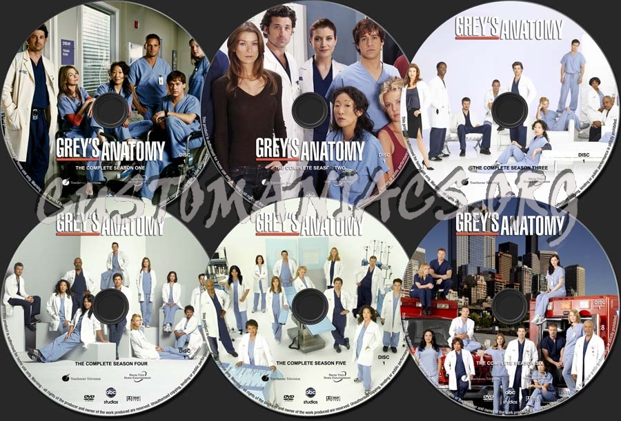 Grey's Anatomy Seasons 1-6 dvd label