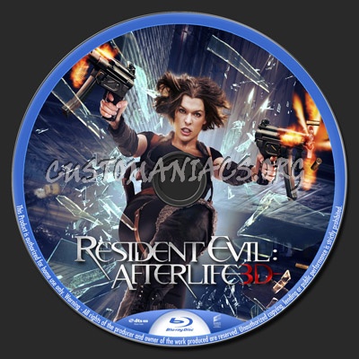 Resident Evil Afterlife 3-d blu-ray label