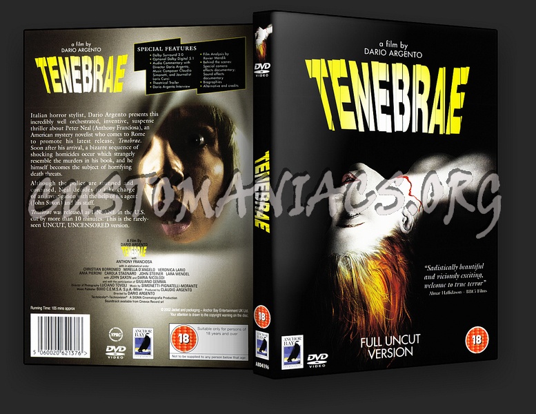 Tenebrae (Dario Argento) dvd cover