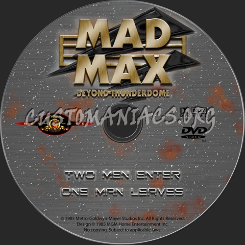 Mad Max 3 Beyond Thunderdome dvd label