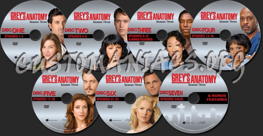 Grey's Anatomy Season 3 dvd label