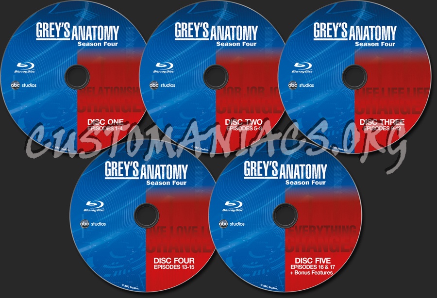 Grey's Anatomy Season 4 blu-ray label