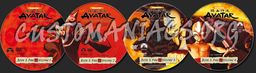 Avatar Book 3 Volume 1-4 dvd label