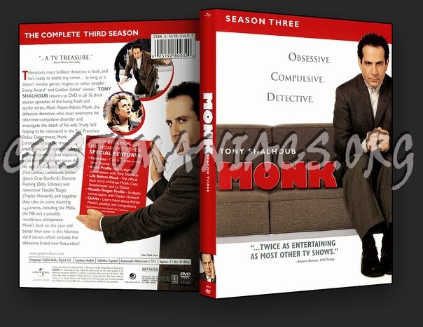 Monk  Season 3 dvd cover