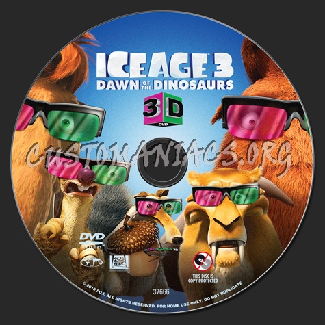 Ice Age 3 Dawn of the Dinosaurs 3D dvd label
