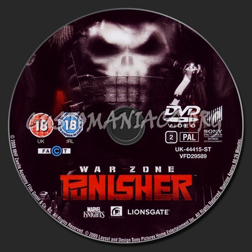 Punisher War Zone dvd label