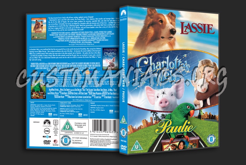 Lassie / Charlotte's Web / Paulie dvd cover