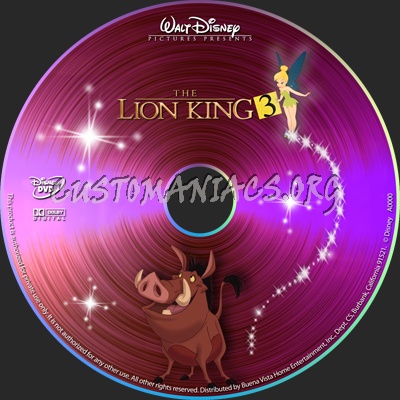 The Lion King 3 and 1 1/2 dvd label
