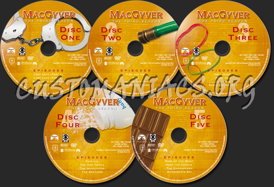MacGyver Season 3 dvd label