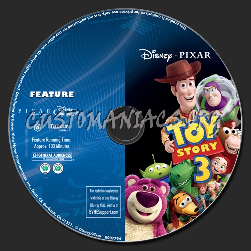 Toy Story 3 blu-ray label