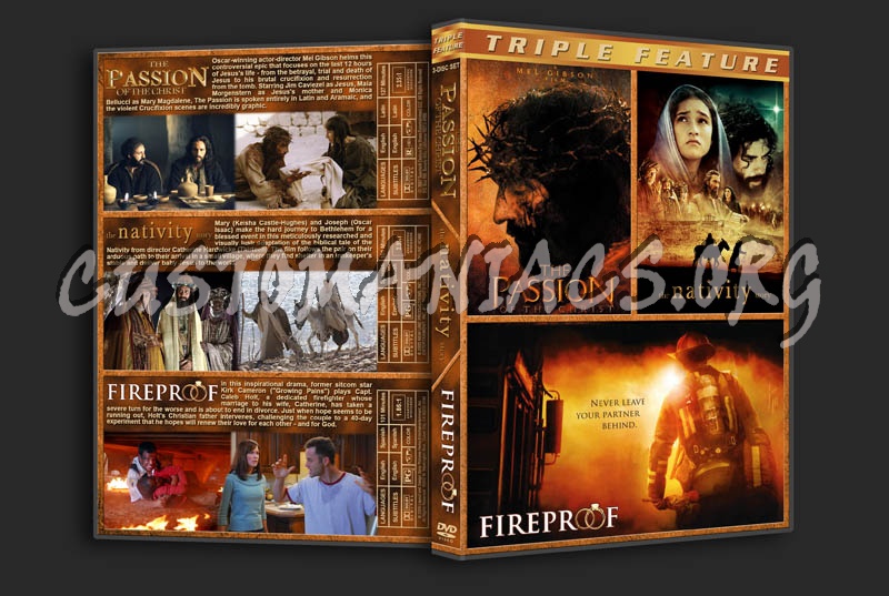 The Passion of the Christ / The Nativity Story / Fireproof dvd cover
