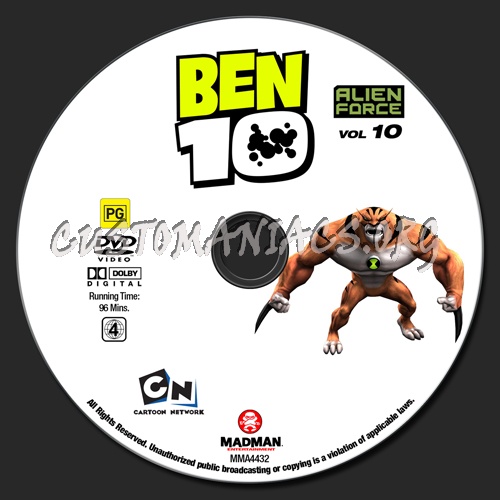 Ben 10 Alien Force Volume 10 dvd label