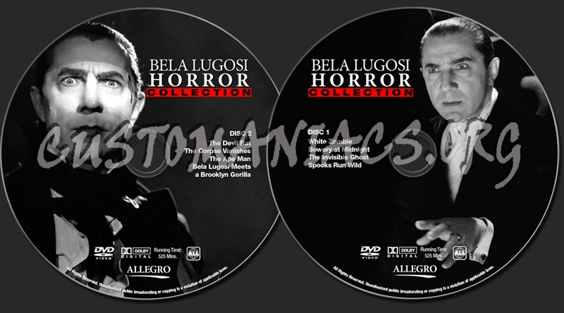 Bela Lugosi Horror Collection dvd label