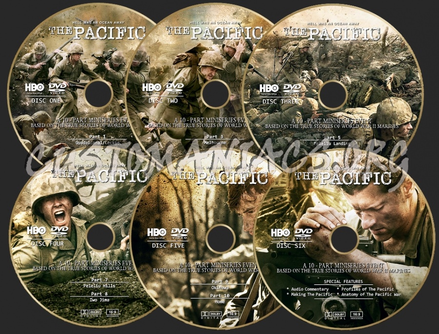 The Pacific 6 label set (extras disc) dvd label