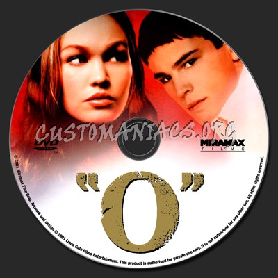 "O" Othello dvd label