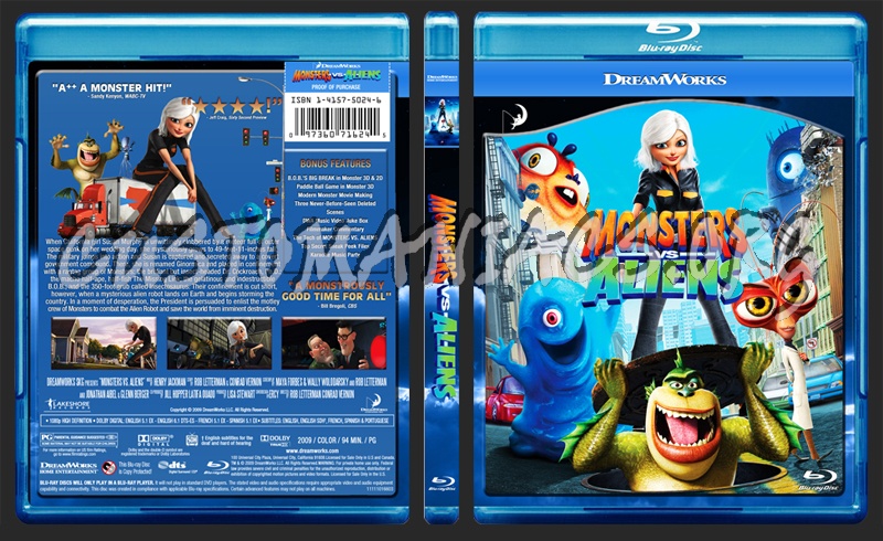 Monsters vs. Aliens blu-ray cover