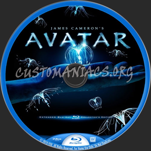 Avatar Extended Edition blu-ray label