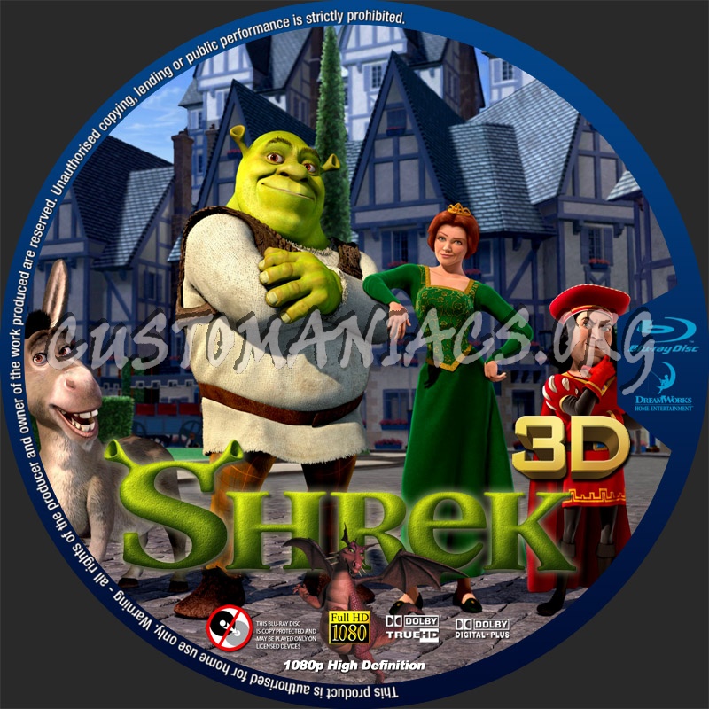 Shrek - 3D blu-ray label