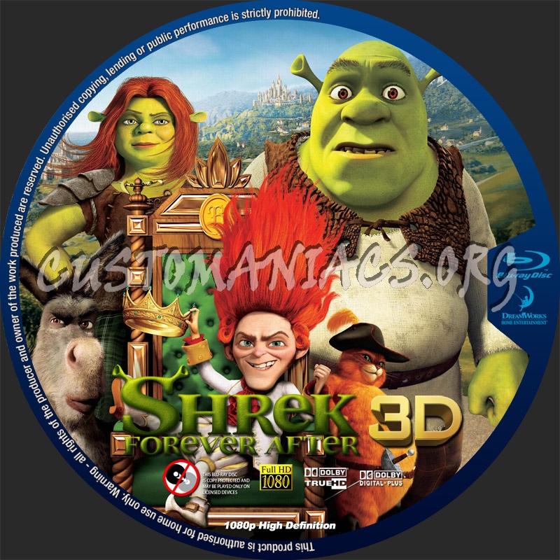 Shrek 4 Forever After - 3D blu-ray label