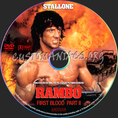 Rambo First Blood 2 dvd label