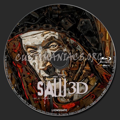 Saw 3D blu-ray label