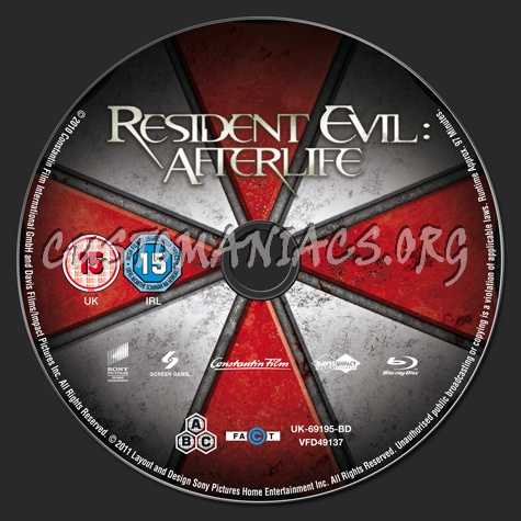 Resident Evil Afterlife blu-ray label