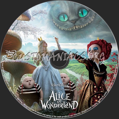 Alice In Wonderland dvd label