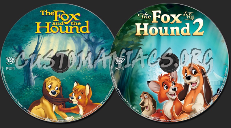 The Fox and The Hound 1 & 2 dvd label