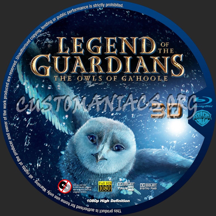 Legend of the Guardians 3D blu-ray label