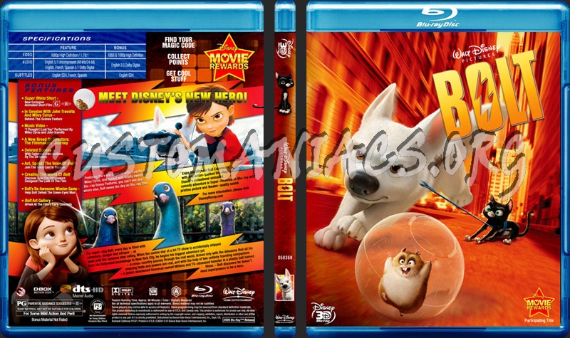 Bolt 3D (2009) blu-ray cover
