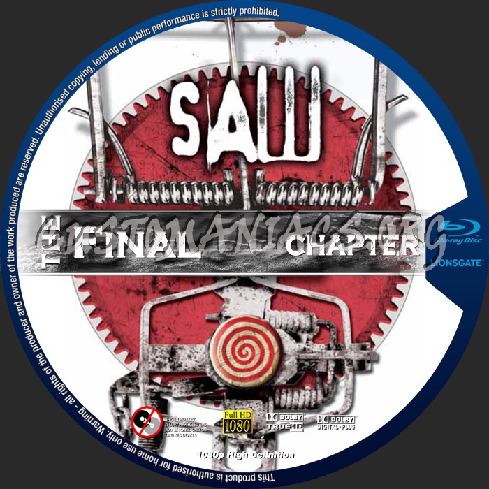 Saw 3D - The Final Chapter blu-ray label