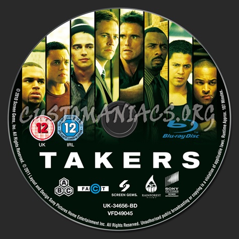 Takers blu-ray label