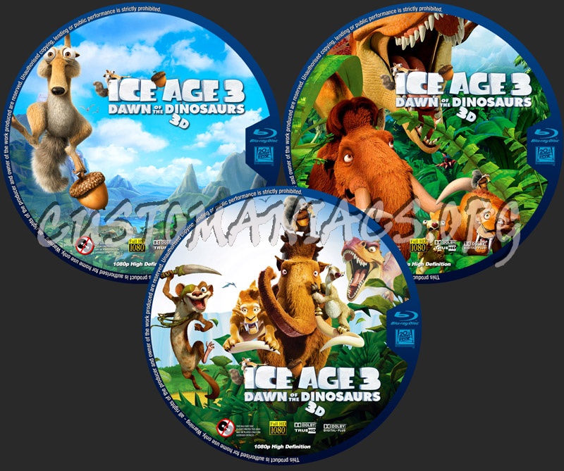 Ice Age 3 Dawn of the Dinosaurs - 3D blu-ray label