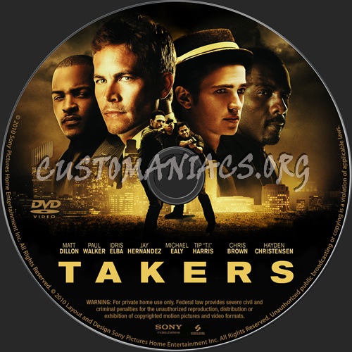 Takers dvd label