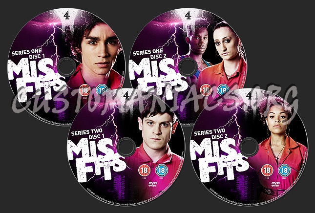 MISFITS - Series 1 & 2 dvd label