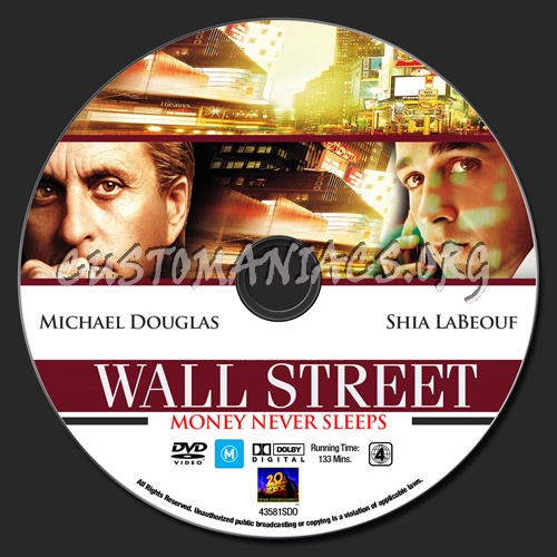 Wall Street - Money Never Sleeps dvd label