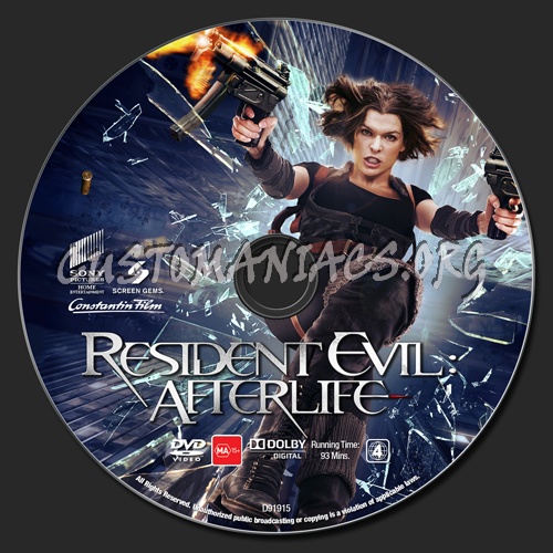 Resident Evil: Afterlife dvd label