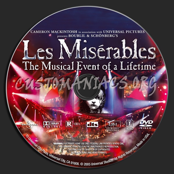 Les Miserables 25th Concert dvd label