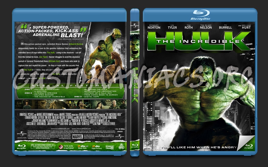 The Incredible Hulk blu-ray cover