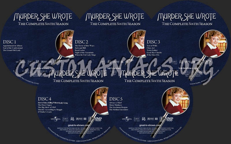 Murder, She Wrote - Season 6 dvd label